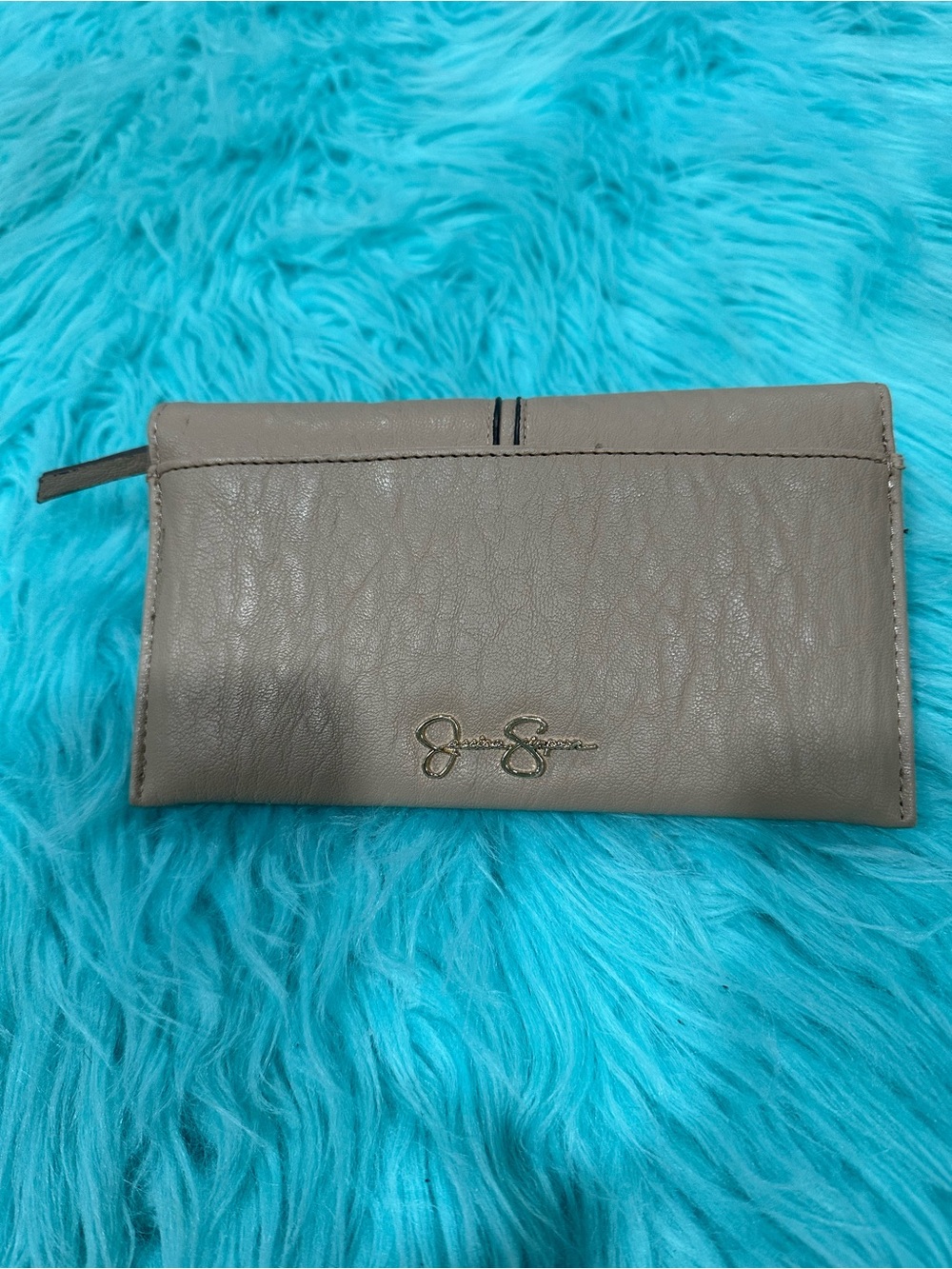 Jessica Simpson Neutral Taupe Zip Wallet
